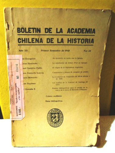 Boletín De La Academia Chilena De La Historia. 1945. N. 32.