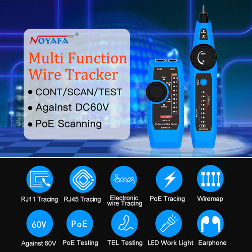 Cable De Prueba Noyafa Kit Rojo Rj11 Rj45 Cat5 Cat6 Poe Tel