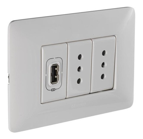 Tomacorriente Doble 10 A + 1 Usb 1,5a Blanco