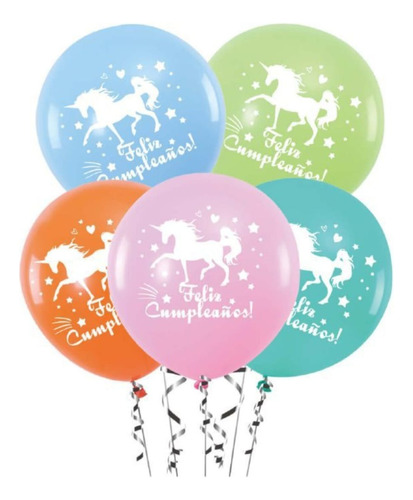 Globos Unicornio Estampado 15 Piezas