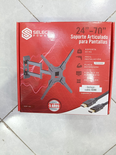 Soporte Articulado Pantalla 24 A 70pulg Incluye Cable Hdmi Negro