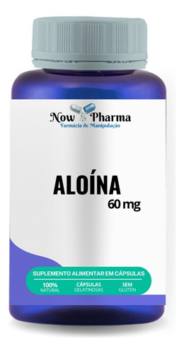 Aloina 60mg - Aloe Vera 60 Capsulas Manipulado Now Pharma