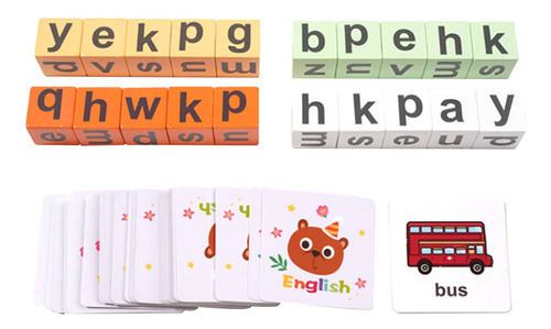 Wooden Reading Block Letter Flash Cards Montessori Toy