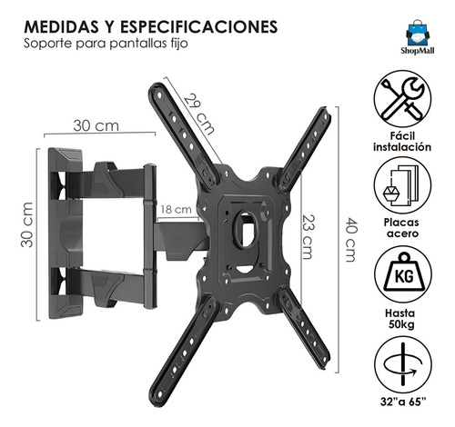Soporte P4 De Pared Para Tv/monitor De 32 A 65 Negro