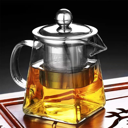 Tetera De Vidrio Cuadrado 750ml Con Colador De Té