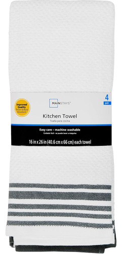Toallas De Cocina Mainstay - Juego De 4 (gris, Blanco)