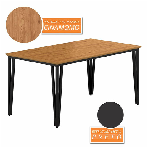 Mesa Com 6 Cadeiras Industrial 1,8 Aspen Pr/cin/grf - M.a Cor Preto Fosco/cin/linho Grafite