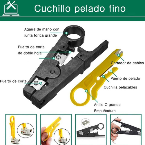 Kit Herramientas Cableado Redes Utp Lan Probador Tester Rj45
