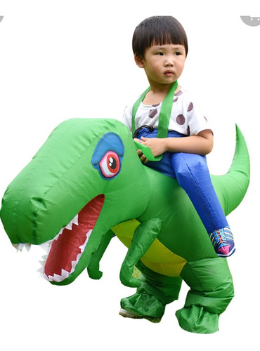 Disfraz De Dinosaurio Inflable + Jinete. Para Niños 90-130cm