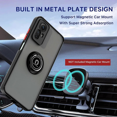 Case Hardness Ring Rojo Para Xiaomi Redmi Note 12s + 2 Micas