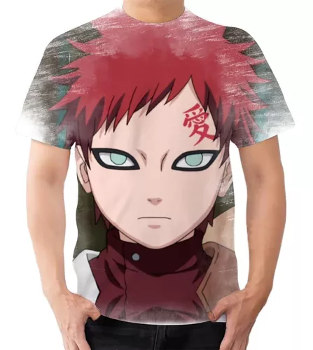 Camiseta Manga Curta em Algodão com Estampa do Gaara Branco