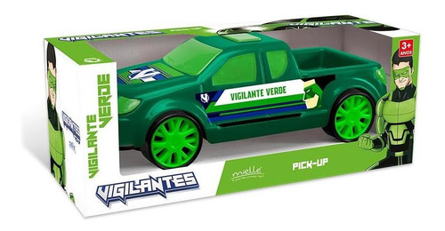 Imagem 2 de 5 de Carrinho Pickup Vigilante Verde Brinquedo Menino Mielle