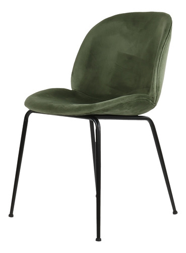 Silla De Comedor Tapizada En Terciopelo Moderna Set De 4 Estructura De La Silla Verde Oscuro Asiento Verde Oscuro
