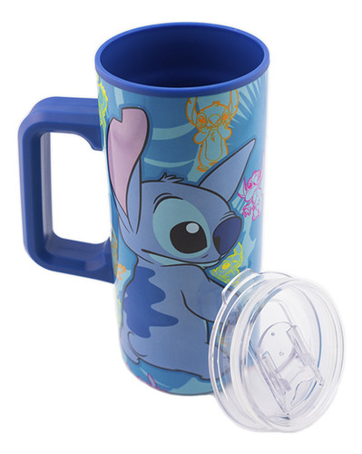 Termo Doble Pared Con Tapa Y Asa Disney Stitch 500 Ml