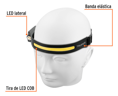 Linterna D Minero 125 Lm Recargable Con Sensor Truper 103117 Negro