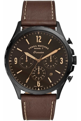 Reloj Fossil Forrester Chrono Fs5608 Café Negro De Caballero