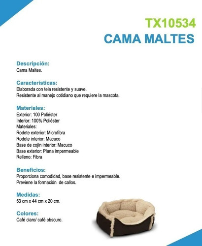 Imagen 4 de 6 de Cama Para Perro O Gato Maltes Med De Lujo Economica 53x44x20