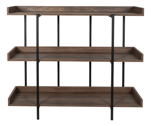 Librero Moderno Alto De 3 Niveles Librero Organizador Color Toscana / Negro