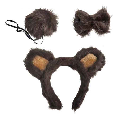 Conjunto De Diadema Con Orejas Y Cola De Animales, Lindo Oso