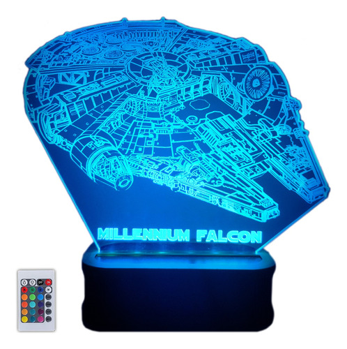 Lámpara  Acrilico Led Multicolor Star Wars Millennium Falcon