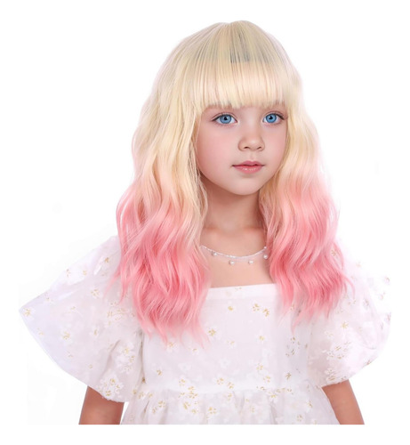 Peluca Infantil Rosa Rubia Edivd, Estilo Único Para Niñas