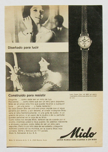 Relojes Mido Publicidad Antigua Mexicana De 1966, Papel