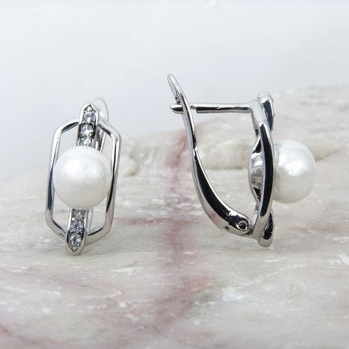 Pendientes Oro Blanco 18k Boda Joyería De Moda Romántica