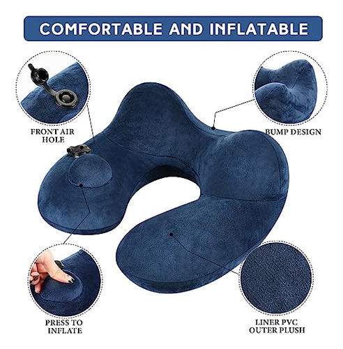 Almohadas Inflables De Viaje, 2 Unidades, Suave Y Compacta