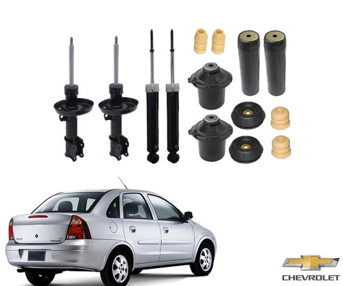 4 Amortecedor+kit Suspensão Corsa Sedan 2008 2009 2010 2011