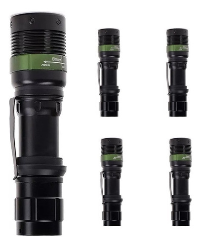 Pack X5 Linterna Táctica Zoom Led  1800 Lúmenes