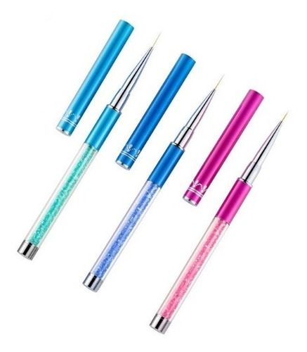Pinceles De Lujo Para Decoración De Uñas Nail Art Con Tapa