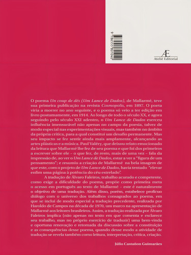 Um Lance De Dados, De Mallarmé, Stéphane. Editorial Ateliê Editorial, Capa Mole, Edição 3 Em Português, 2023