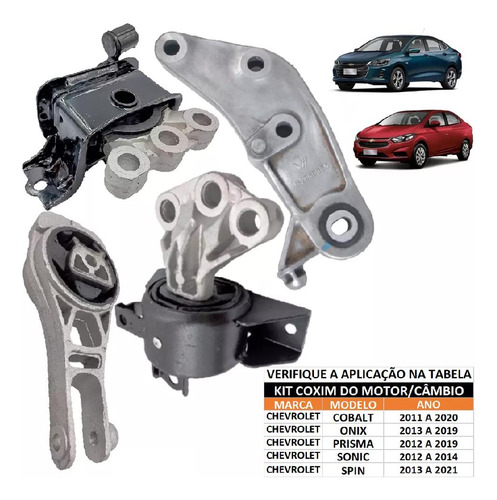 Kit Coxim Calço Motor Câmbio Cobalt Onix Spin Prisma Manual