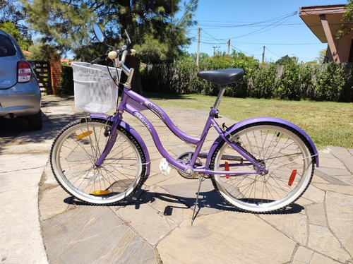 Bicicleta Baccio Mystic Rodado 24 Con Canasto- Violeta