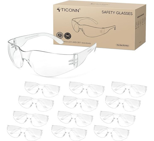 Ticonn 24 Gafas De Seguridad Transparentes Para Hombres, Gaf