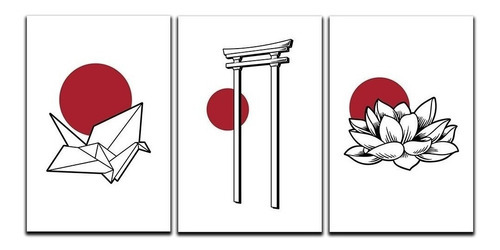 Kit Placas Quadros Decorativos 3 Pçs 20x30 Cultura Japonesa