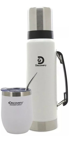 Mate Acero Inoxidabl Vaso Termico Discovery Tapa Y Bombilla Color Blanco