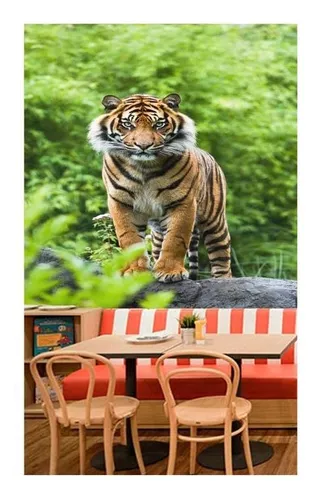 Papel De Parede Animais Tigre Paisagem 3D 7,50M² Anm238 no Shoptime