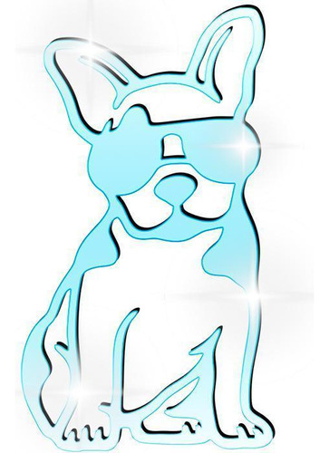 Acrílico Decorativo Espelhado Buldogue De Óculos Azul