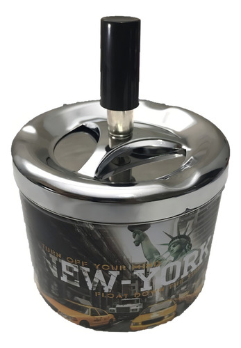 Cinzeiro De Inox C/tampa E Reservatório Giratório Grande 7x9 Cor Modelo 01