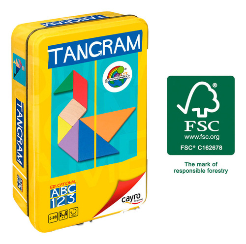 Cayro Tangram De Madera Juego De Mesa Infantil Caja Metálica