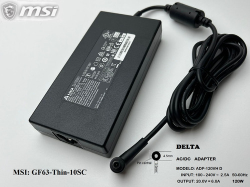 Cargador Original Msi 120w | Adp-120vh D | Gf63-thin-10sc