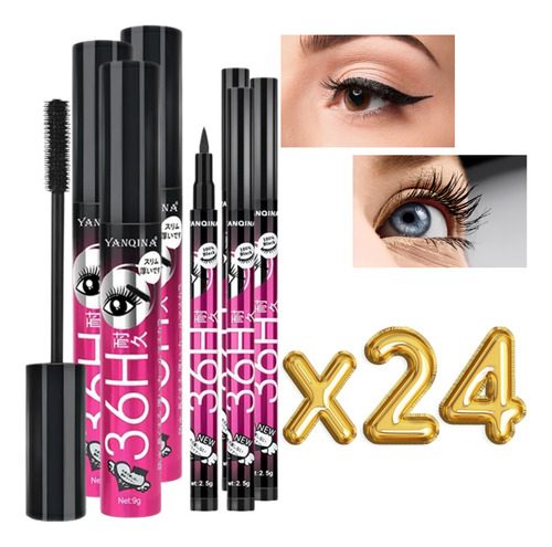 Set 12 Delineador Ojos Y 12 Rimel Larga Duración Waterproof