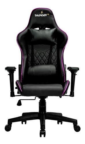 Silla de escritorio Empoli Thunder V2 gamer ergonómica  negra con tapizado de cuero sintético