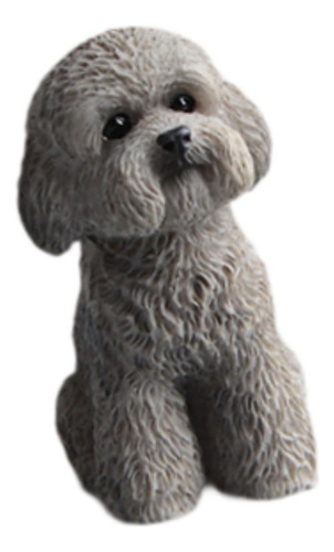 Figura En Miniatura De Perro, Accesorios Gris En Cuclillas