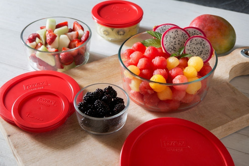 Contenedor Pyrex Redondo Sympli Store Con Tapa 470 Cc Color Rojo