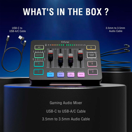 Mixer Mezcladora Audio Fifine Sc3 Negro