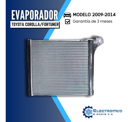 Evaporador Toyota Corolla Fortuner Hiace 2009/2014