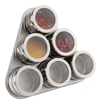 Comprar 6 Pimenteros Metalicos Condimentero Magnetico + Soporte Iman