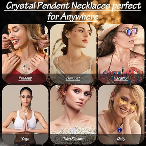 ** 12 Pzs Cristal Collar Dije Cuarzo Natural Gema Prisma